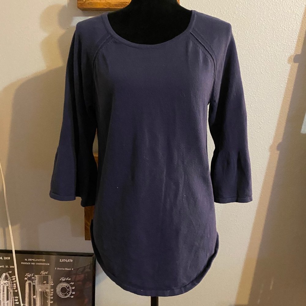 Jeanne Pierre Blue 3/4 Bell Sleeve Knit Sweater - Picture 2 of 6